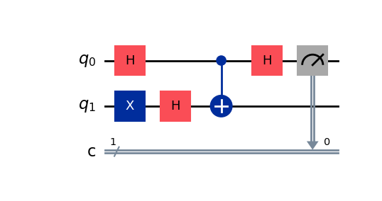 Circuit de l'algorithme de Deutsch avec Oracle